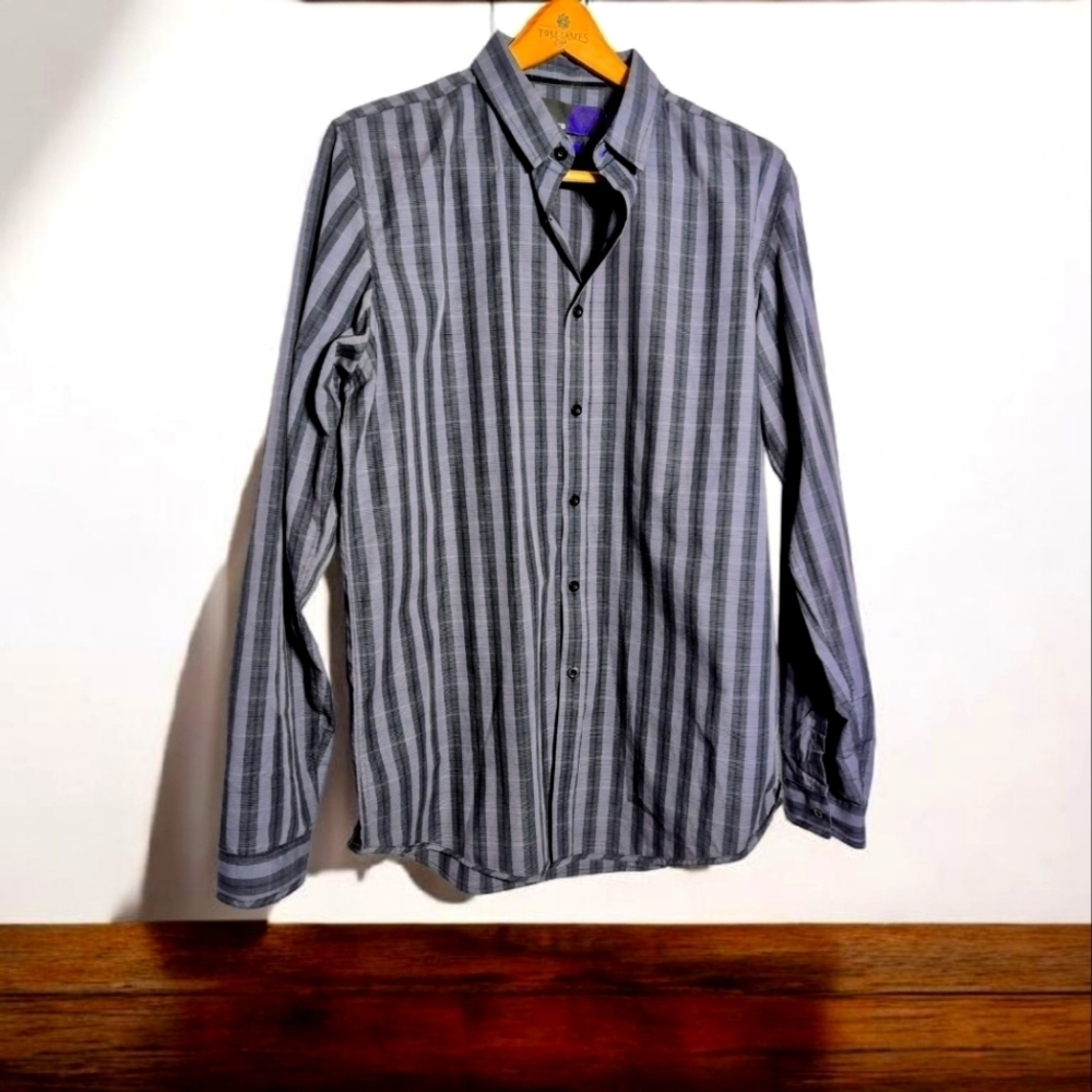 Vintage American Rag sz L Men's Gray Striped Shirt